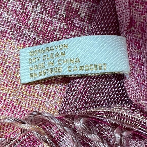 CollectionEighteen Pink and Orange Paisley Colorblock Scarf - Picture 6 of 6